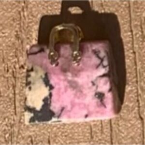 🆕RHODONITE JASPER GENUINE NATURAL STONE QUARTZ CARVED PURSE BAG TOTE CHARM #4